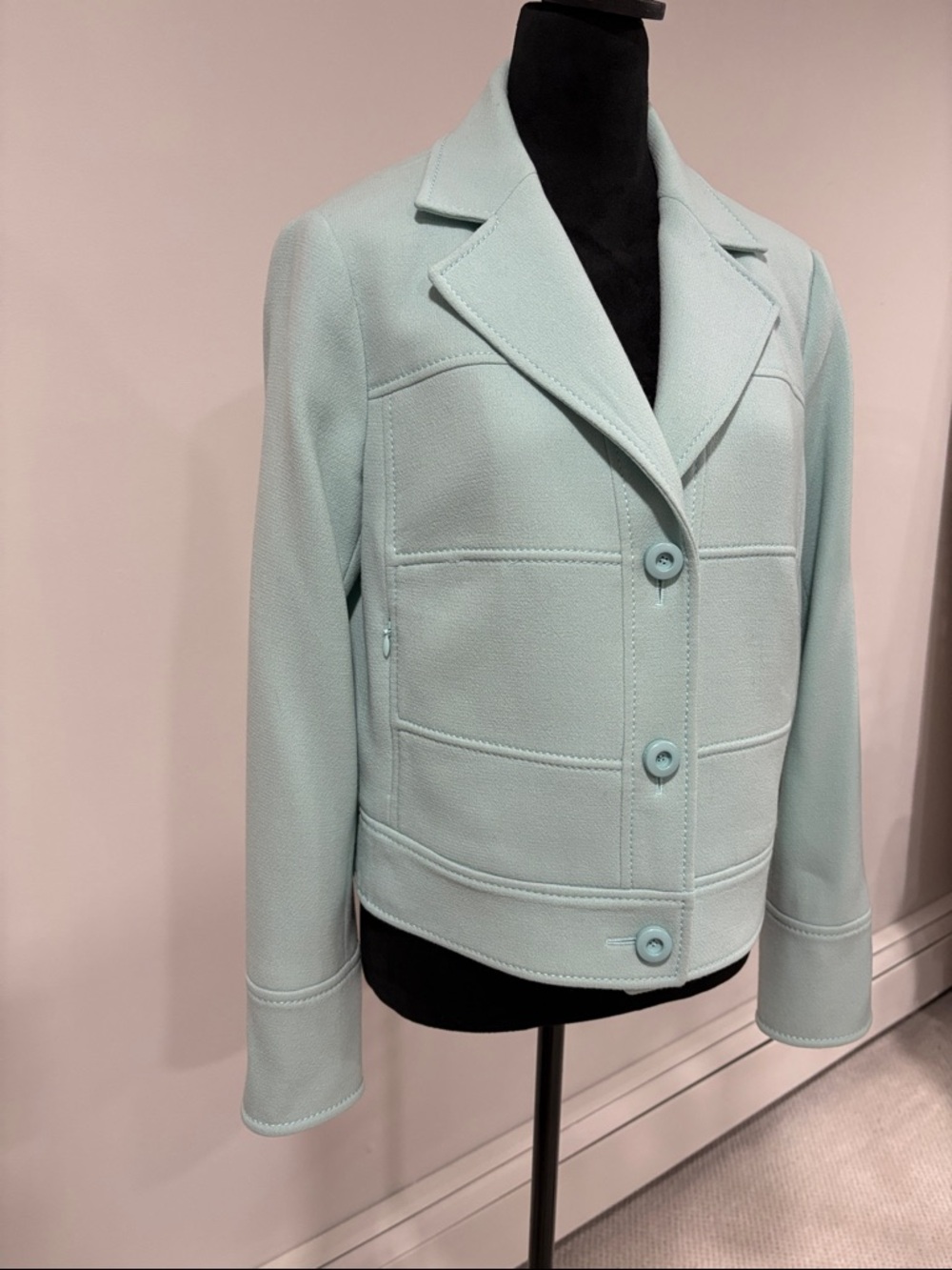 ESCADA Tailored Button Jacket. Pale Blue/Green color 42 - Picture 11 of 11